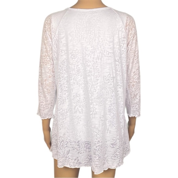 MIRACLEBODY by MIRACLESUIT white burnout fabric top over slimming tank top Large - Picture 8 of 13